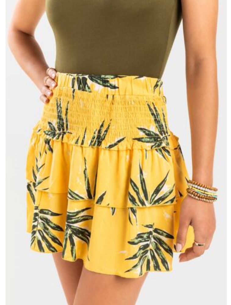 🆕🌴Island Tiered Palm Tree Mini Skirt By Francesca's Sz Large NWT☀️ - Picture 3 of 9